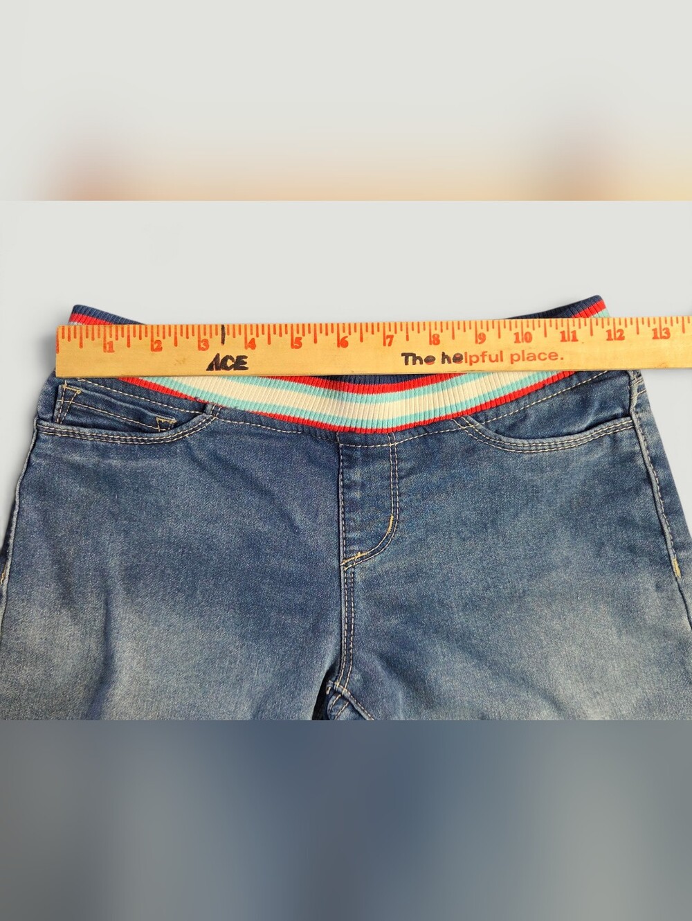 Jessica Simpson Girls' Bermuda Denim Shorts with Rainbow Elastic Waistband Sz 8 - Picture 7 of 11